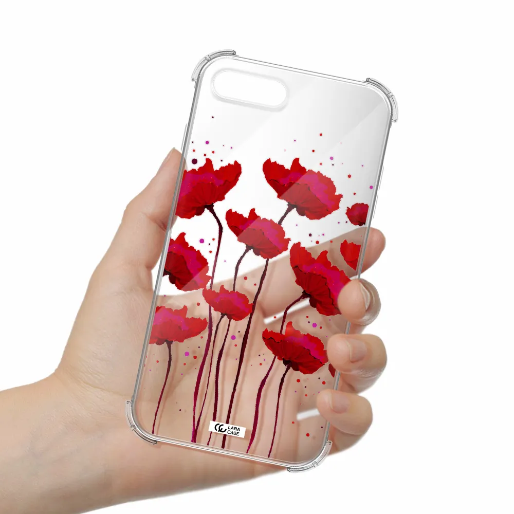 Red Fashion Flower Apple iPhone 8 plus Clear PC Case