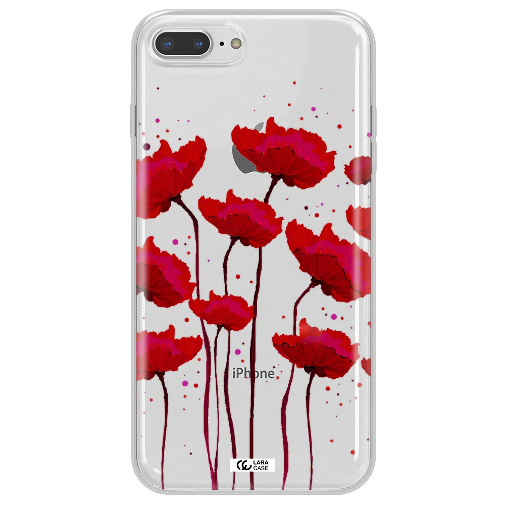 Red Fashion Flower Apple iPhone 8 plus Clear TPU Case
