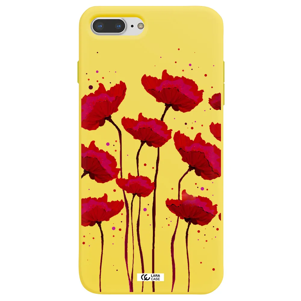 Red Fashion Flower Apple iPhone 8 plus Silicone canary yellow Case