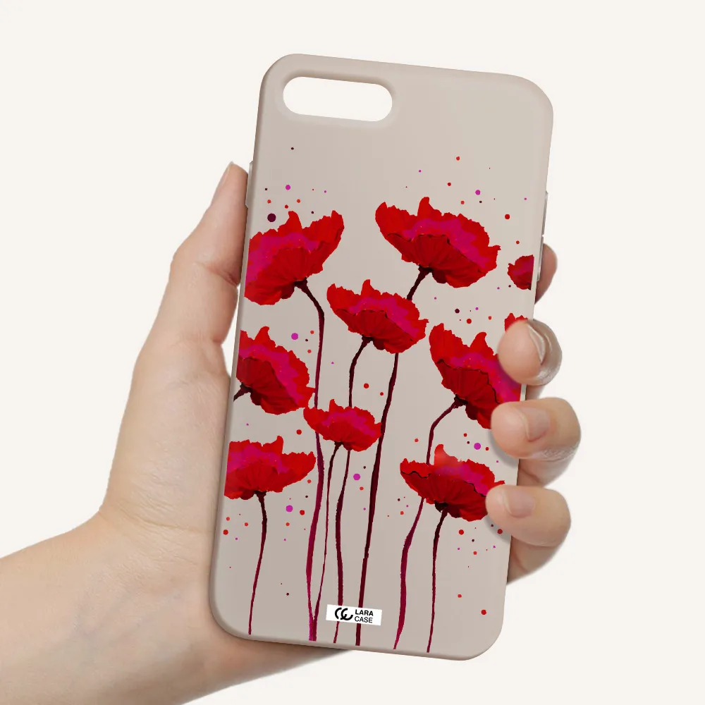 Red Fashion Flower Apple iPhone 8 plus Silicone Stone Case