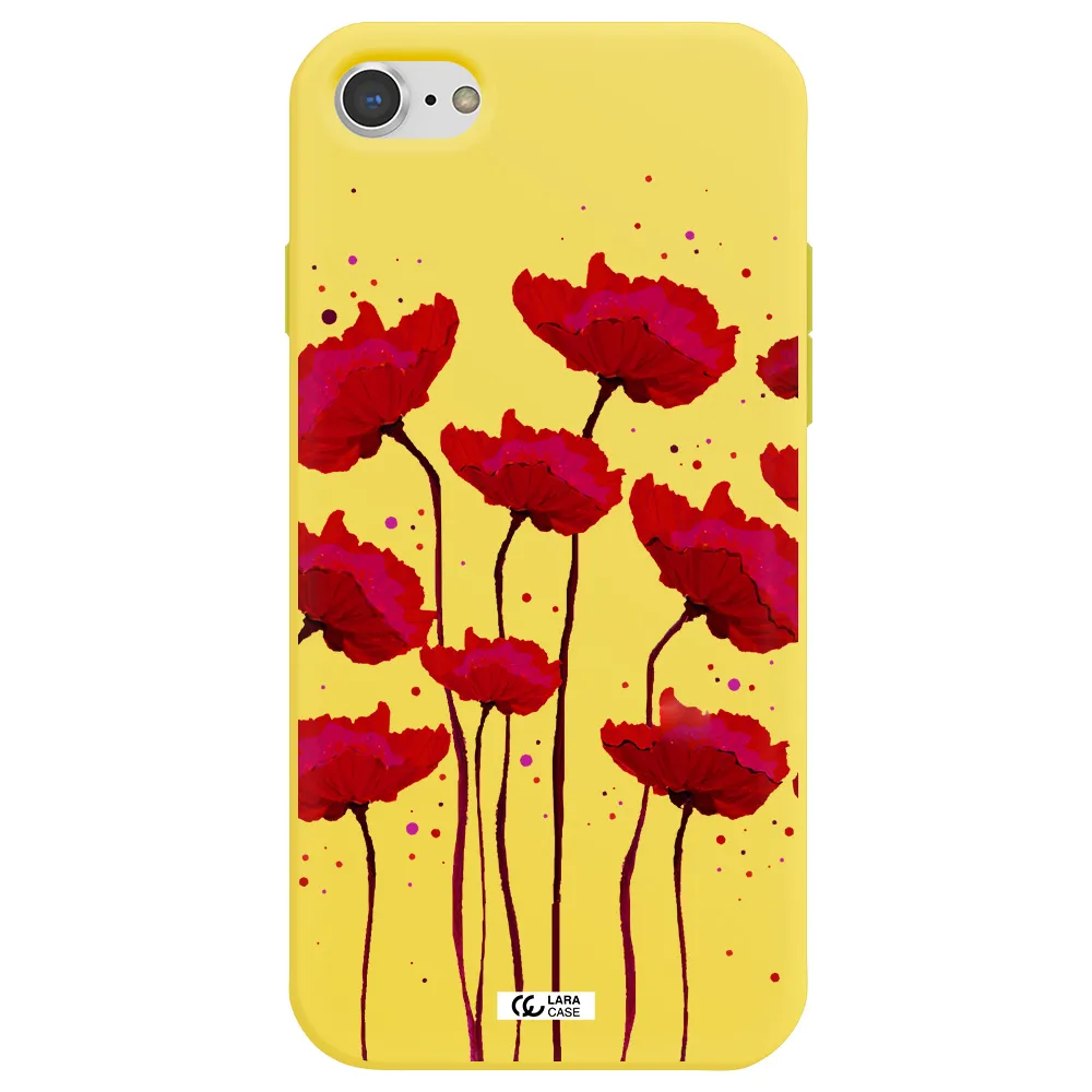 Red Fashion Flower Apple iPhone 8 Silicone canary yellow Case