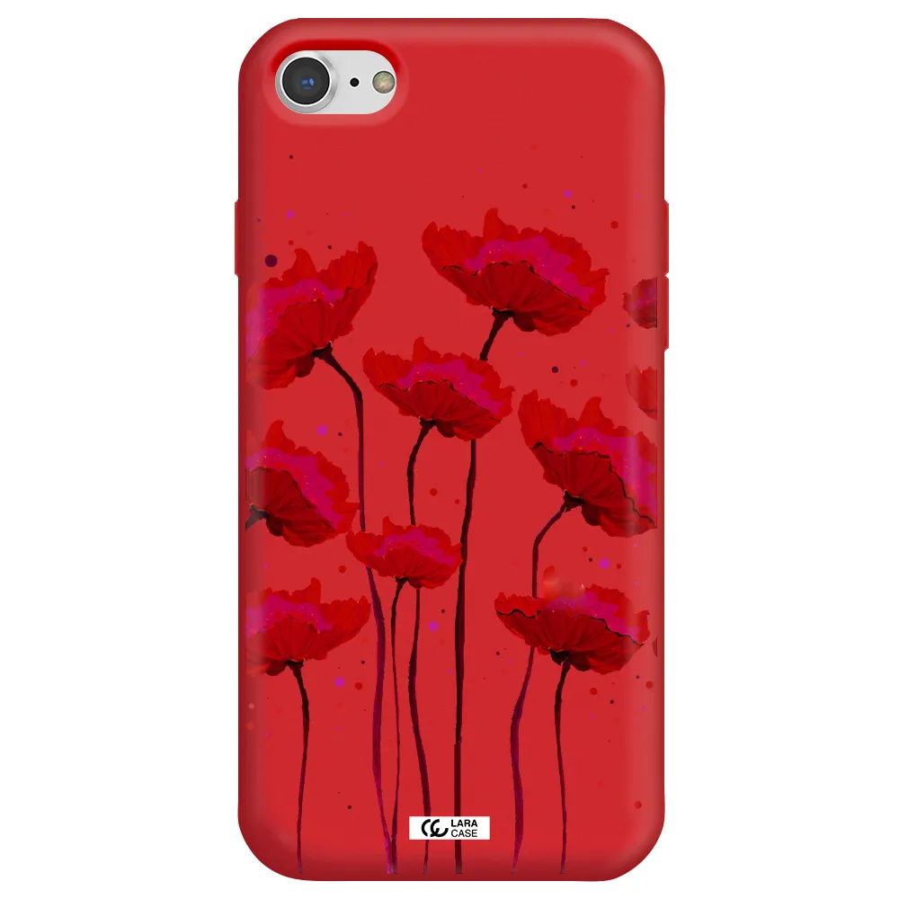 Red Fashion Flower Apple iPhone 8 Silicone Imperial Red Case