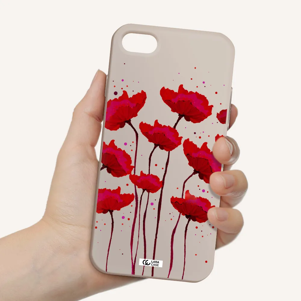 Red Fashion Flower Apple iPhone 8 Silicone Stone Case