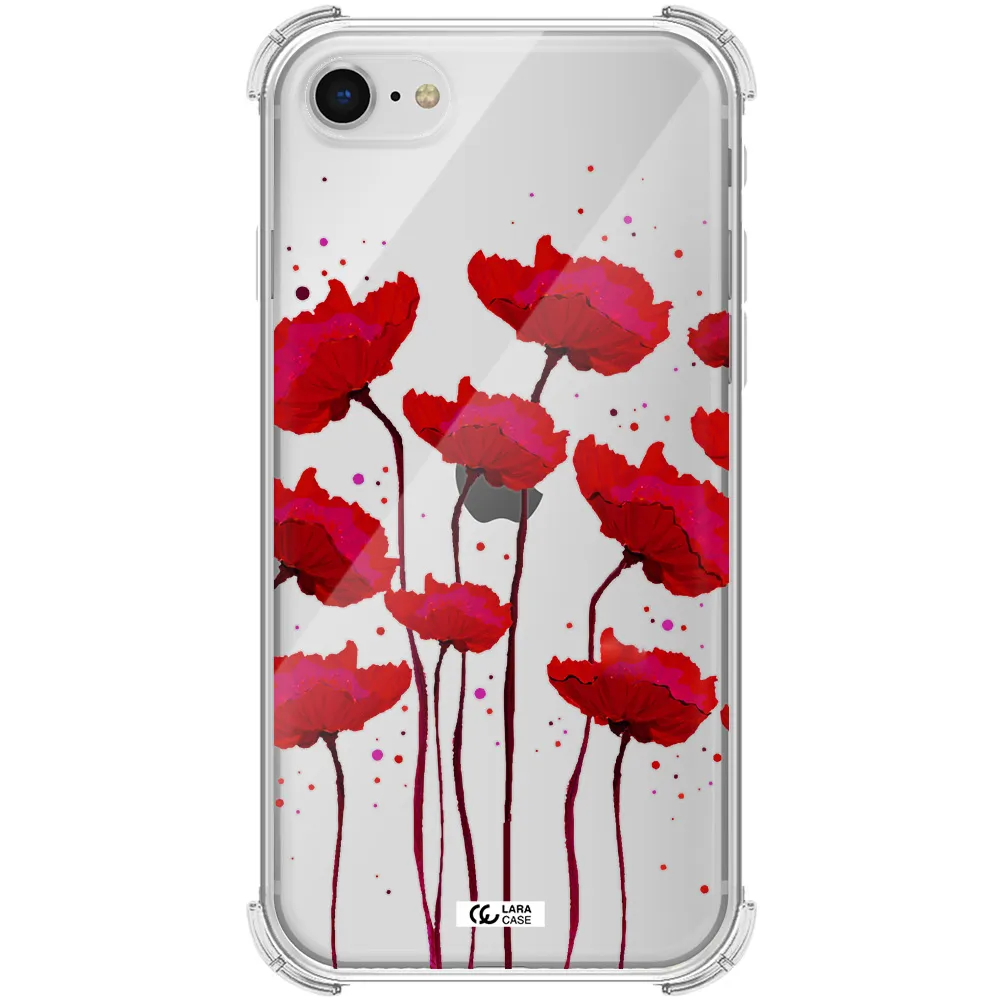 Red Fashion Flower Apple iPhone se 2020 Clear PC Case