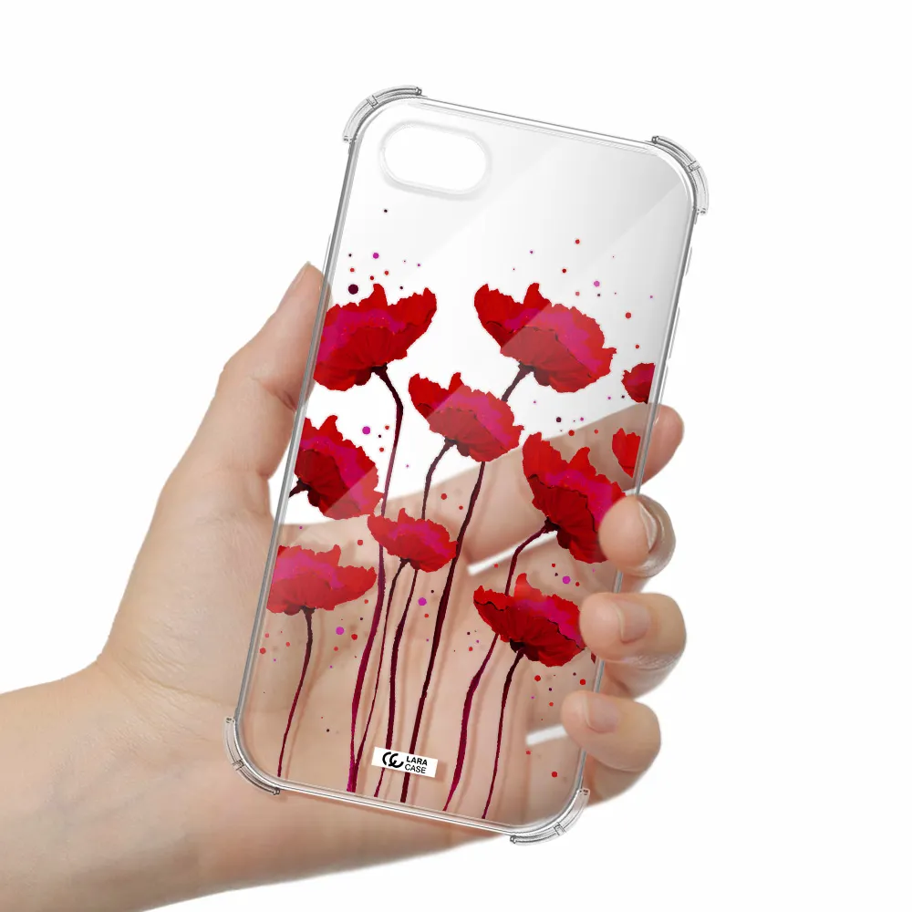 Red Fashion Flower Apple iPhone se 2020 Clear PC Case
