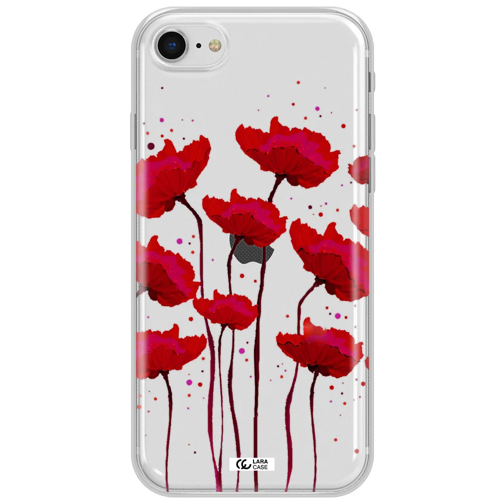 Red Fashion Flower Apple Iphone Se 2020 Clear Tpu Case