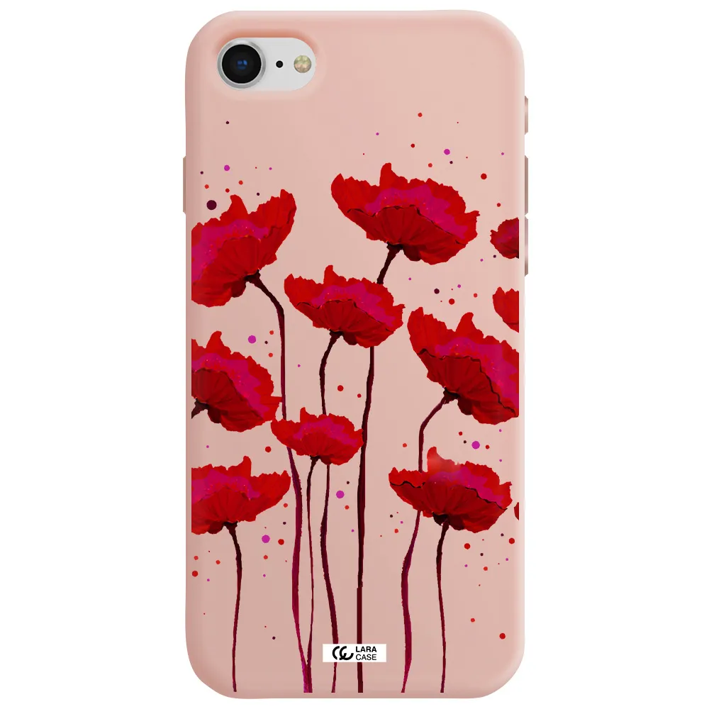 Red Fashion Flower Apple iPhone se 2020 Silicone pastel pink Case