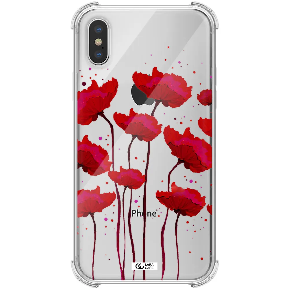 Red Fashion Flower Apple iPhone X Clear PC Case