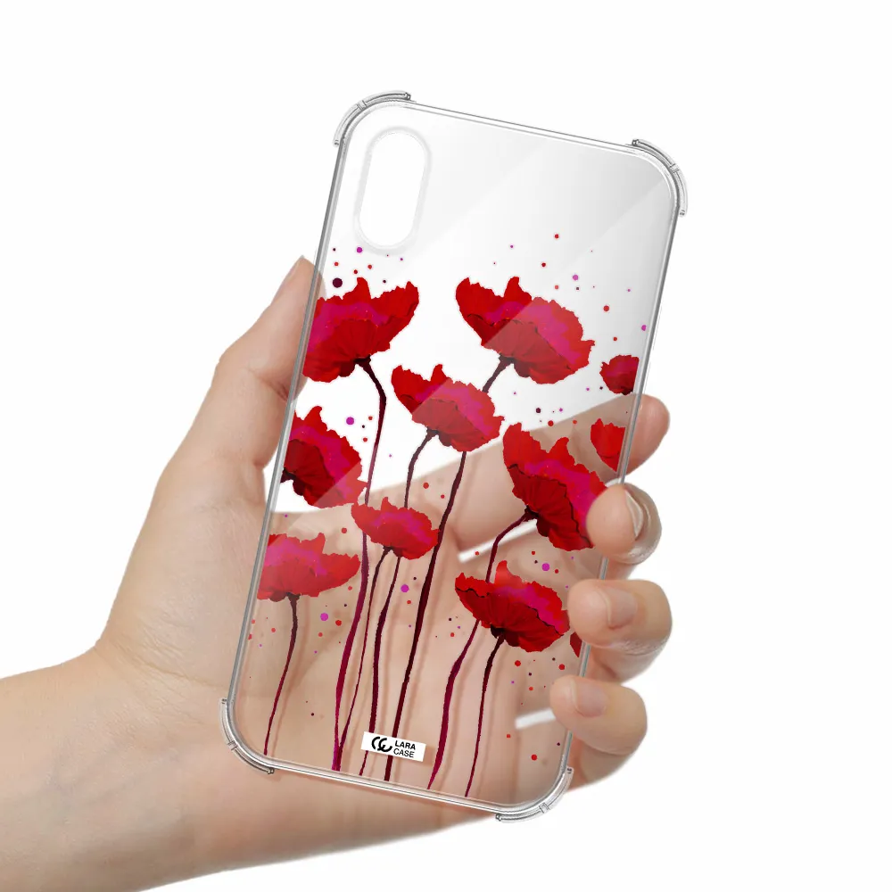 Red Fashion Flower Apple iPhone X Clear PC Case