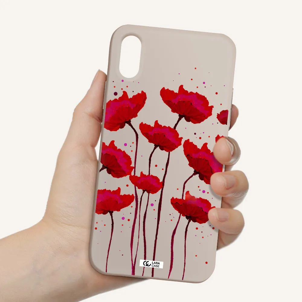 Red Fashion Flower Apple iPhone X Silicone Stone Case