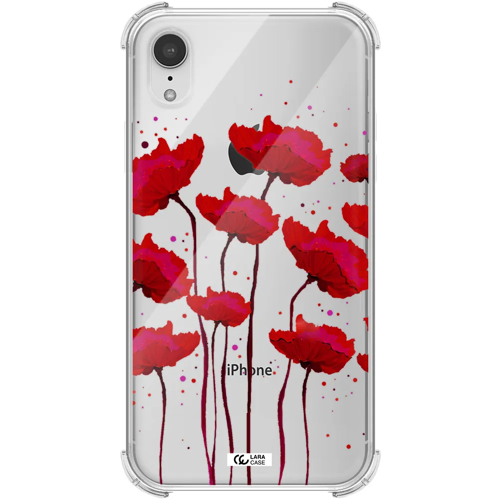 Red Fashion Flower Apple iPhone XR Clear PC Case