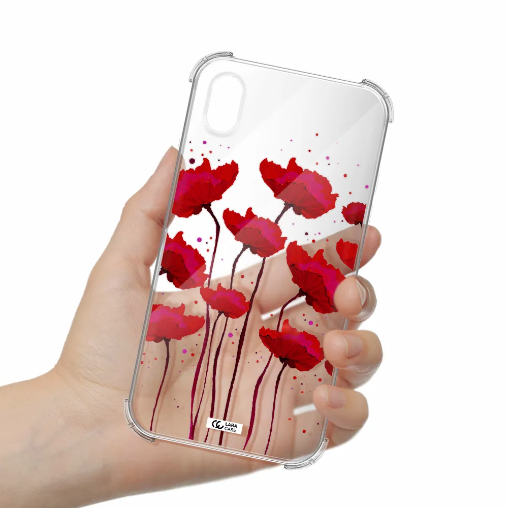 Red Fashion Flower Apple iPhone XR Clear PC Case