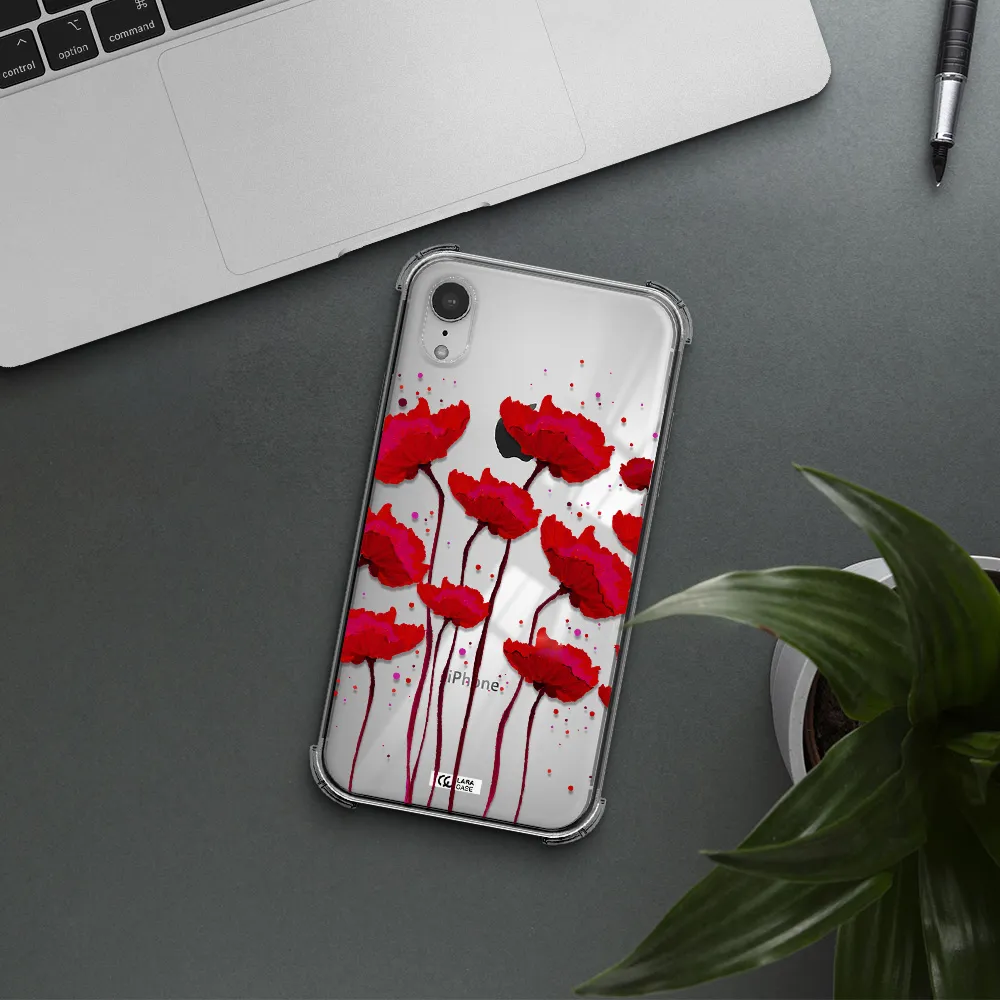 Red Fashion Flower Apple iPhone XR Clear PC Case