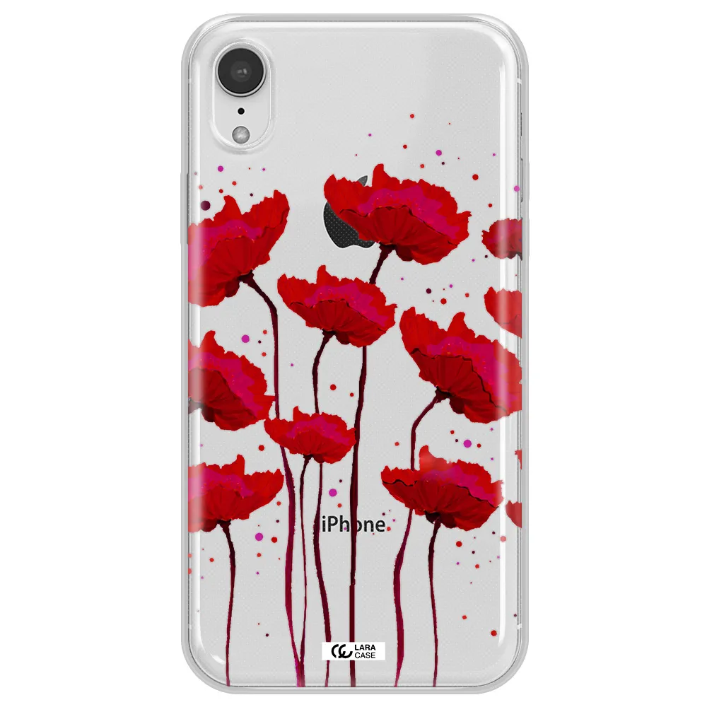 Red Fashion Flower Apple iPhone XR Clear TPU Case