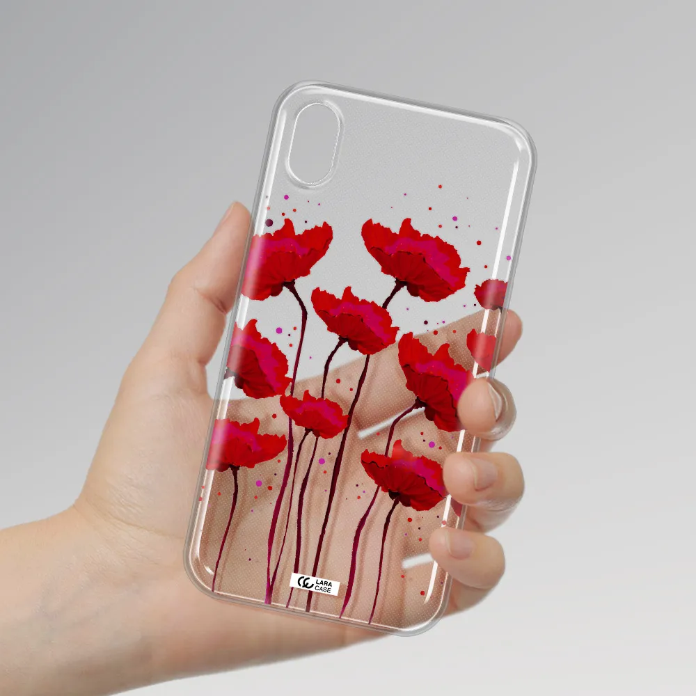 Red Fashion Flower Apple iPhone XR Clear TPU Case