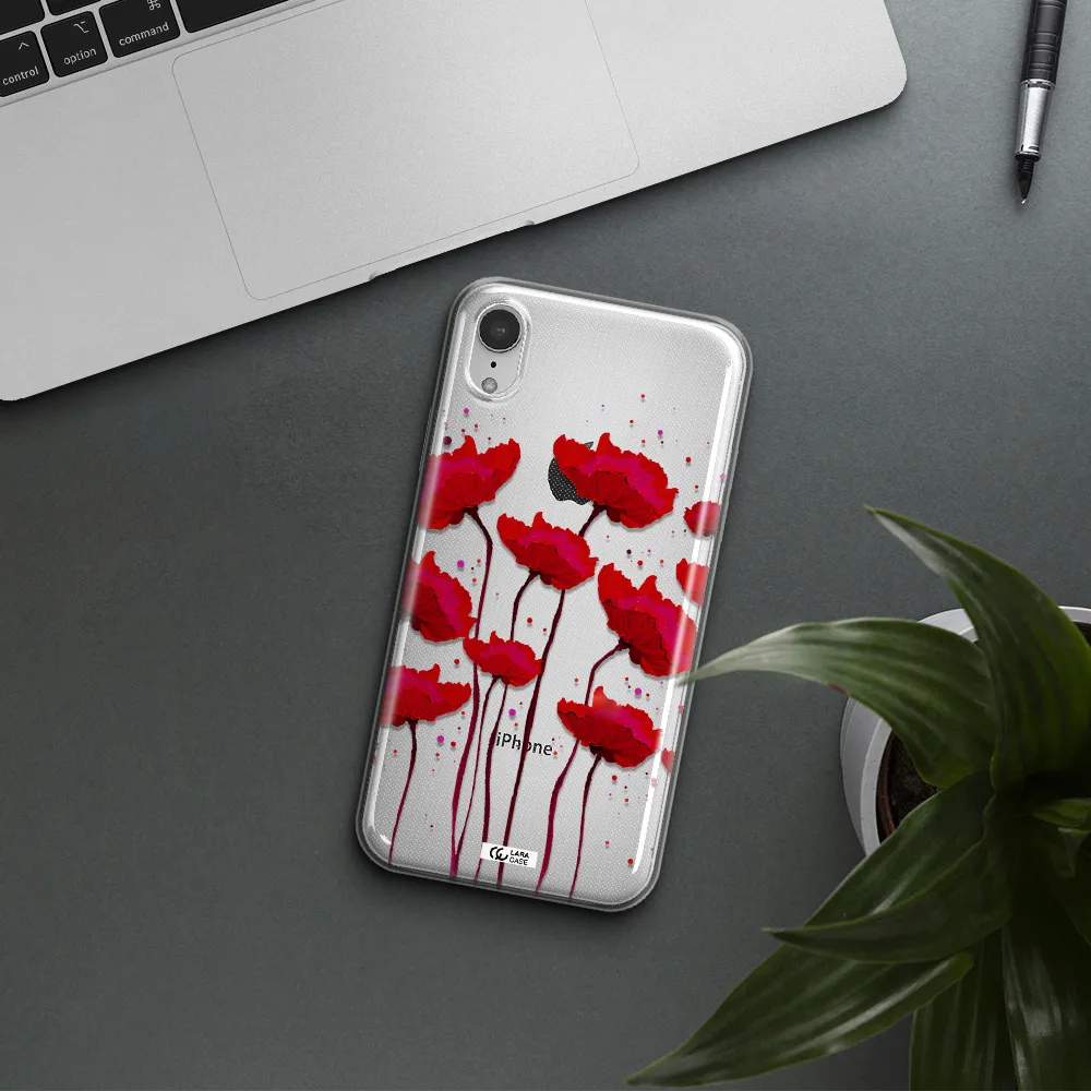 Red Fashion Flower Apple iPhone XR Clear TPU Case