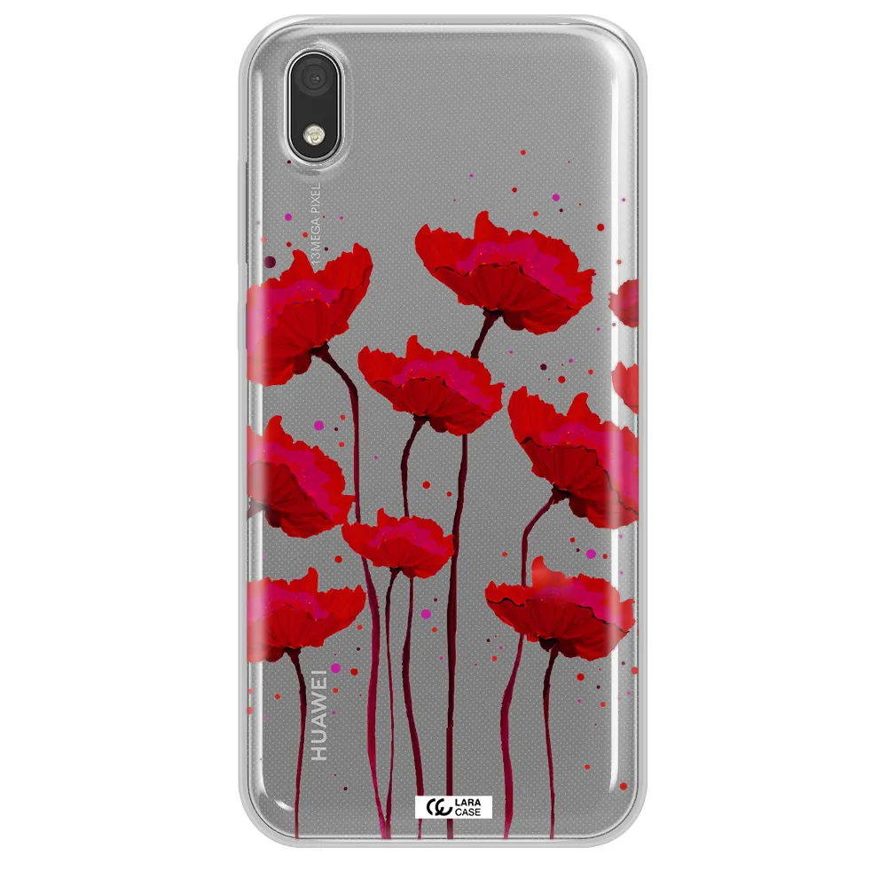 Red Fashion Flower Huawei Honor 8S Clear TPU Case