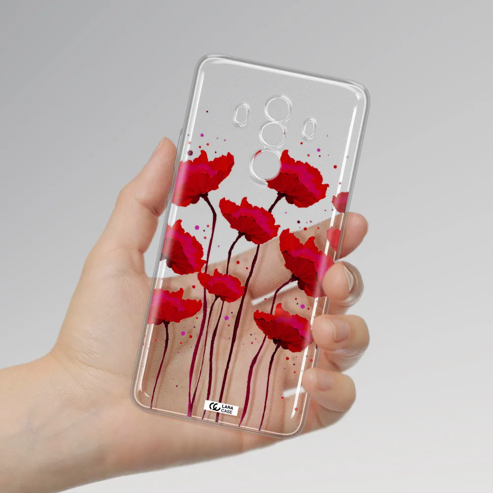 Red Fashion Flower Huawei Mate 10 Clear TPU Case