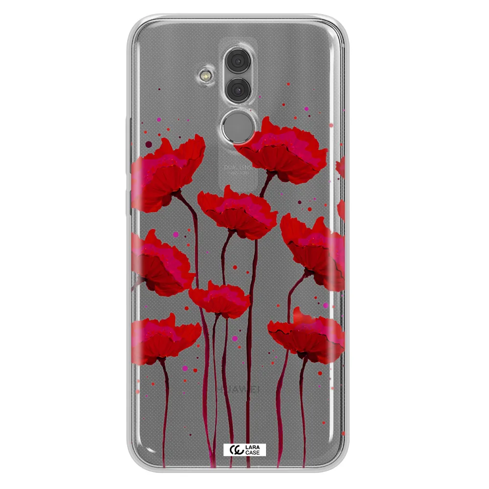 Red Fashion Flower Huawei Mate 20 Lite Clear TPU Case