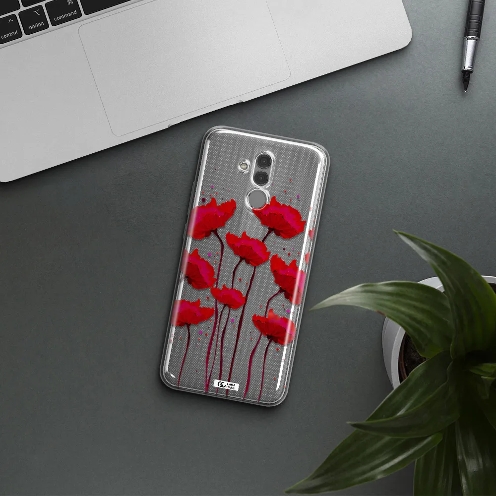 Red Fashion Flower Huawei Mate 20 Lite Clear TPU Case