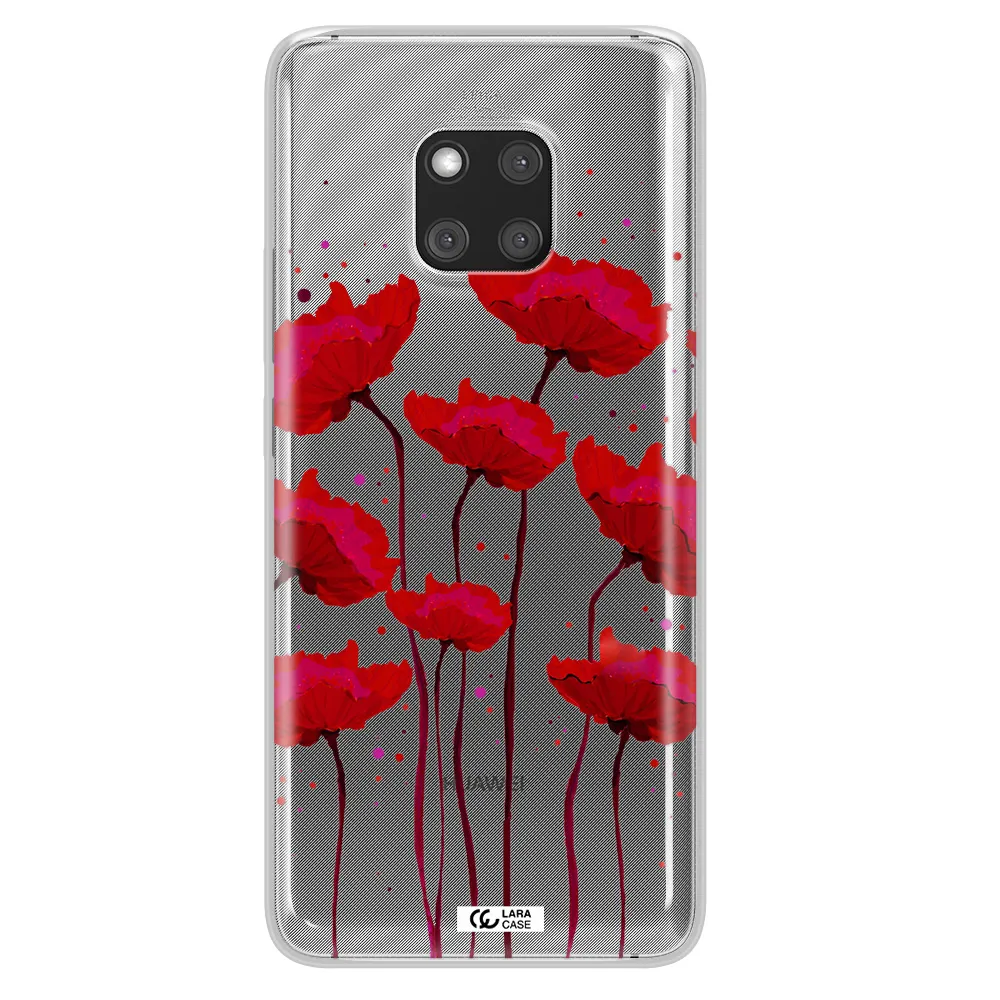 Red Fashion Flower Huawei Mate 20 Pro Clear TPU Case
