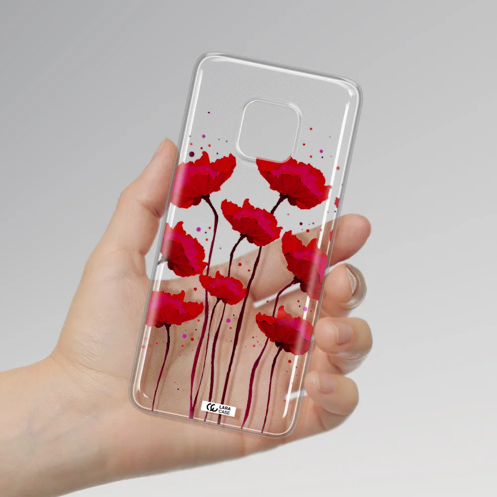 Red Fashion Flower Huawei Mate 20 Pro Clear TPU Case