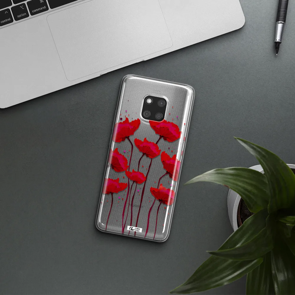 Red Fashion Flower Huawei Mate 20 Pro Clear TPU Case