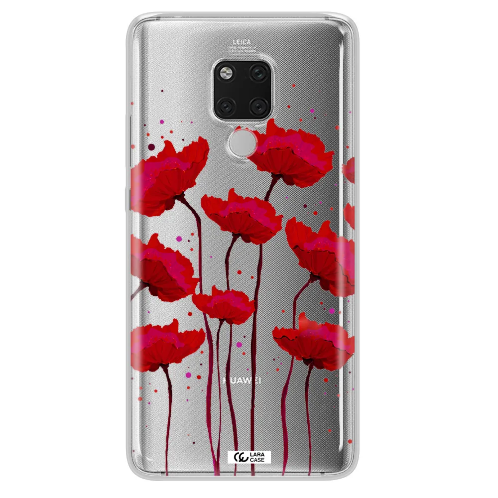 Red Fashion Flower Huawei Mate 20X Clear TPU Case