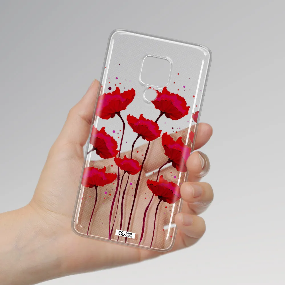 Red Fashion Flower Huawei Mate 20X Clear TPU Case
