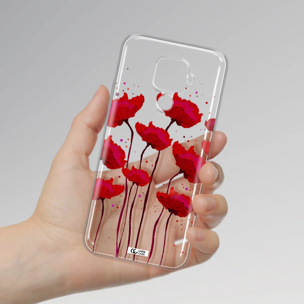 Red Fashion Flower Huawei Mate 30 Lite Clear TPU Case