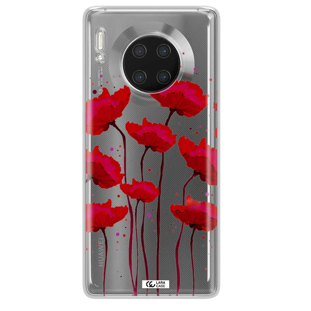 Red Fashion Flower Huawei Mate 30 Pro Clear TPU Case