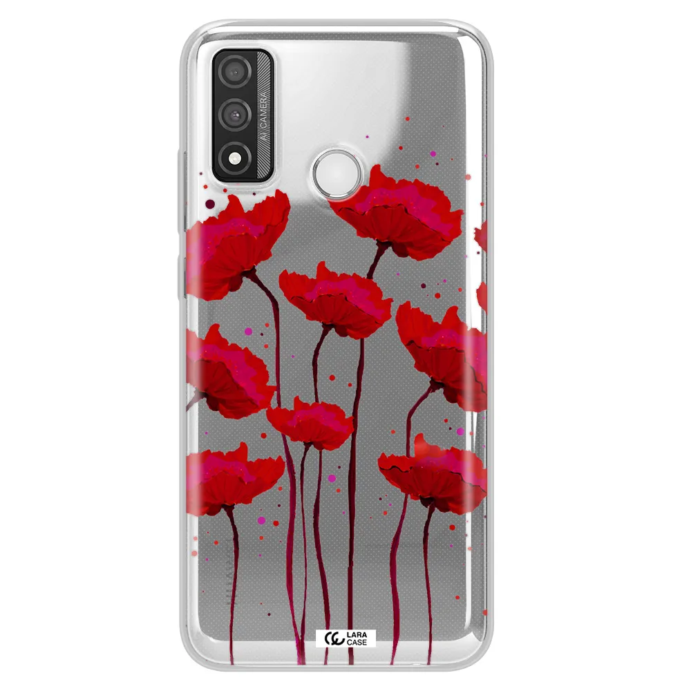 Red Fashion Flower Huawei P Smart 2020 Clear TPU Case