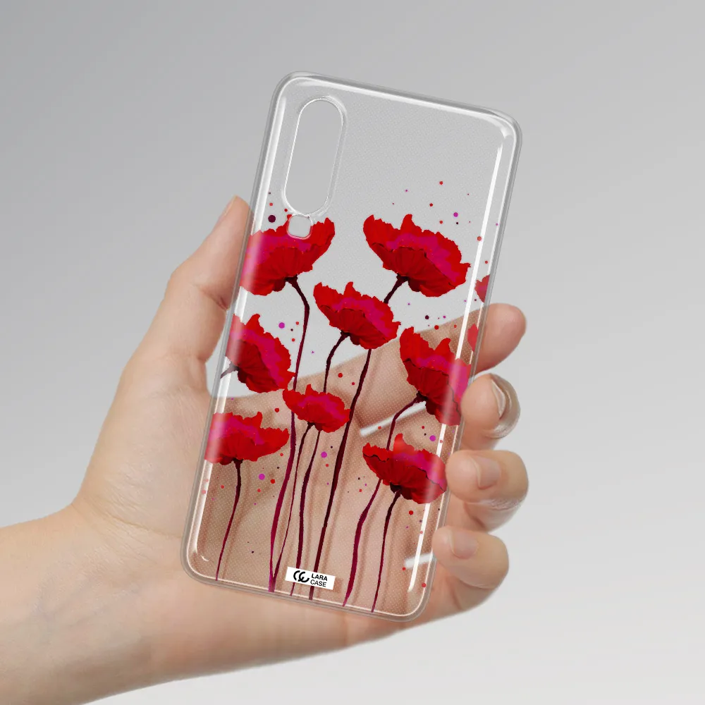 Red Fashion Flower Huawei P30 Clear TPU Case