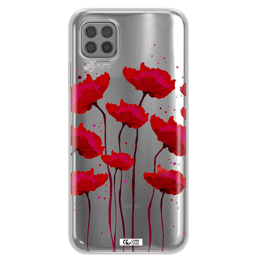 Red Fashion Flower Huawei P40 Lite Clear TPU Case