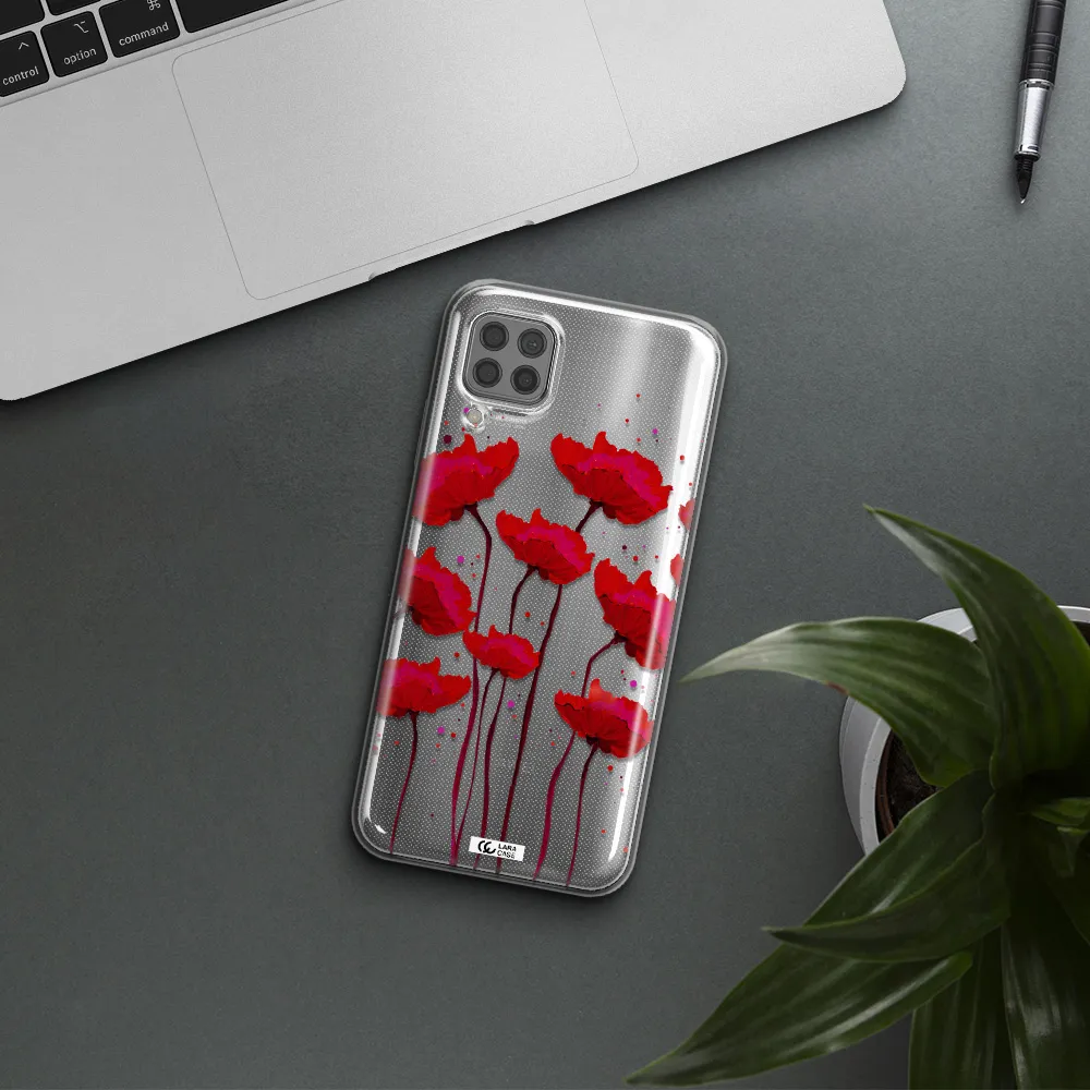 Red Fashion Flower Huawei P40 Lite Clear TPU Case