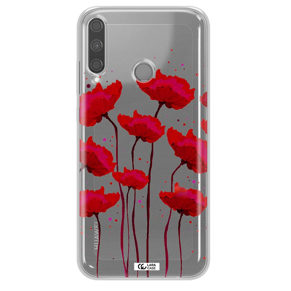 Red Fashion Flower Huawei P40 Lite E Clear TPU Case
