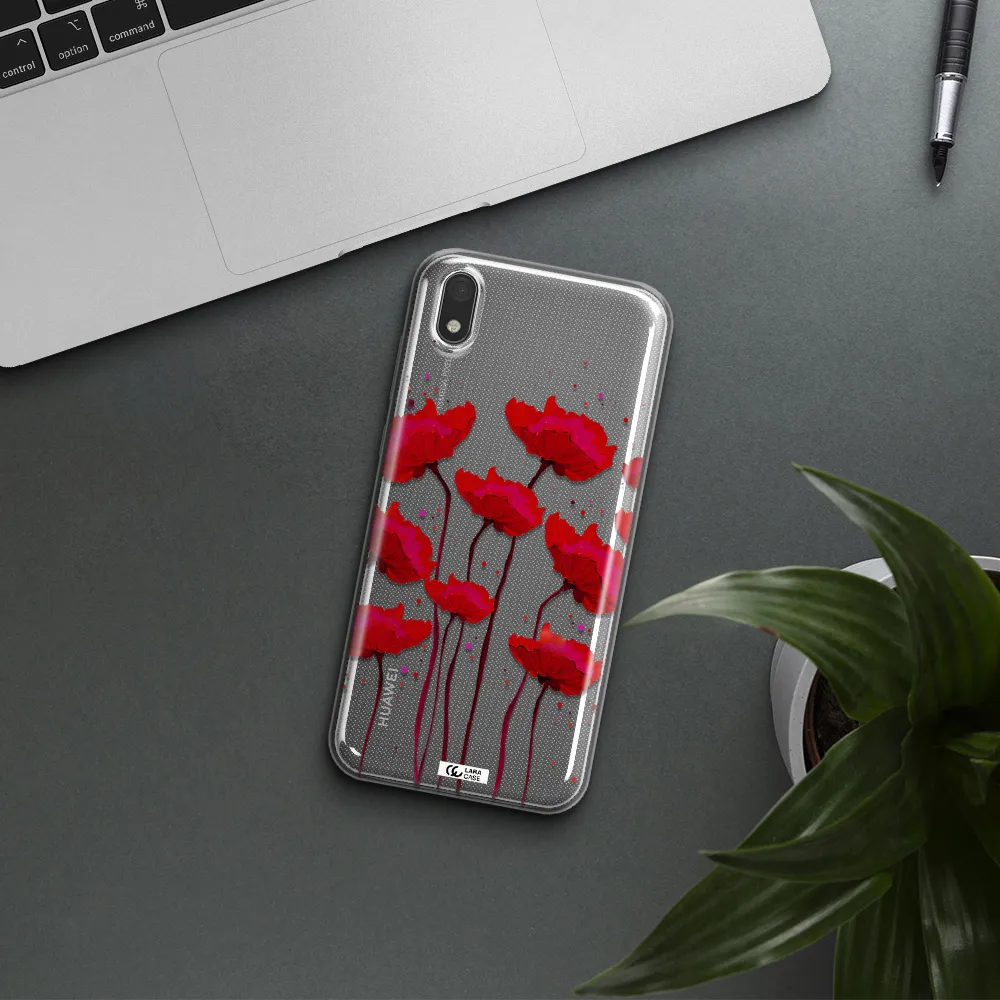Red Fashion Flower Huawei Y5 2019 Clear TPU Case