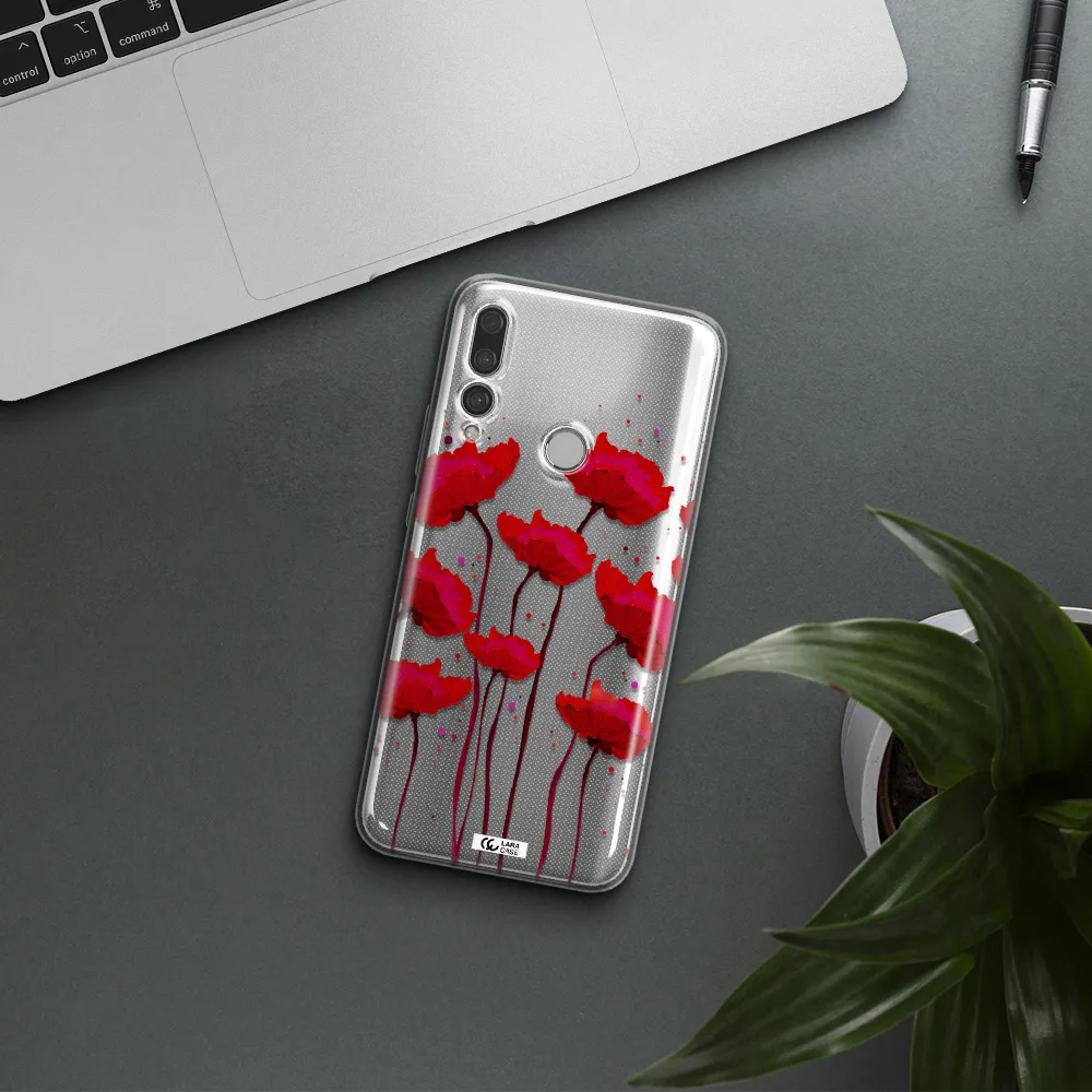 Red Fashion Flower Huawei Y9 Prime 2019 Clear TPU Case