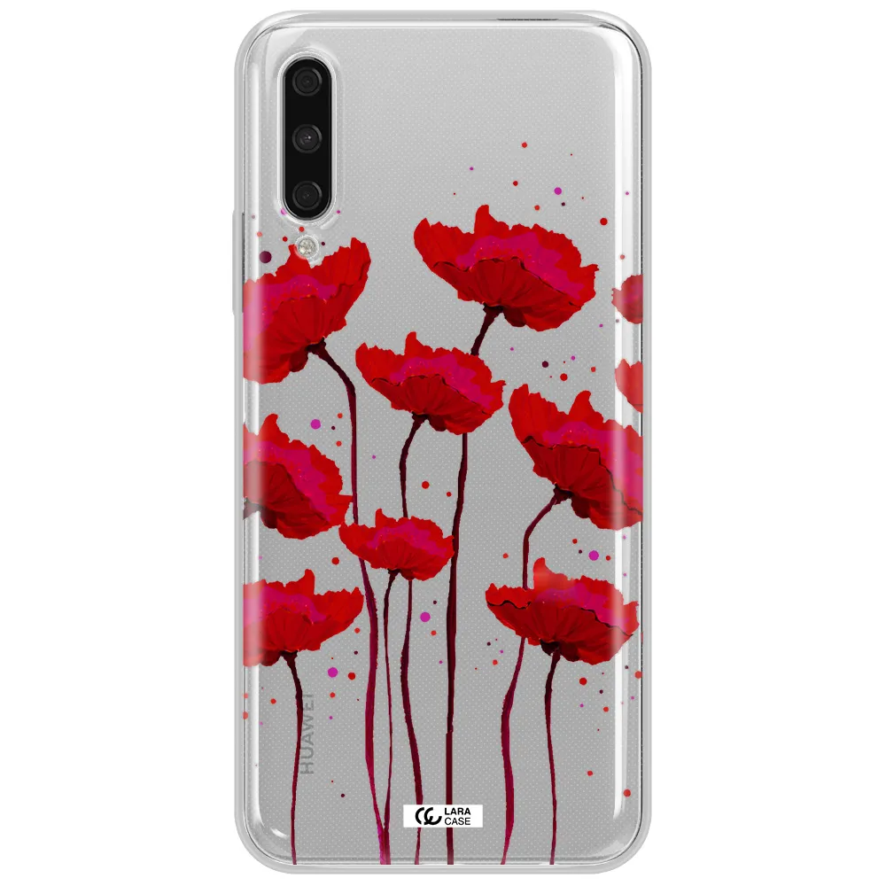 Red Fashion Flower Huawei Y9S Clear Tpu Case
