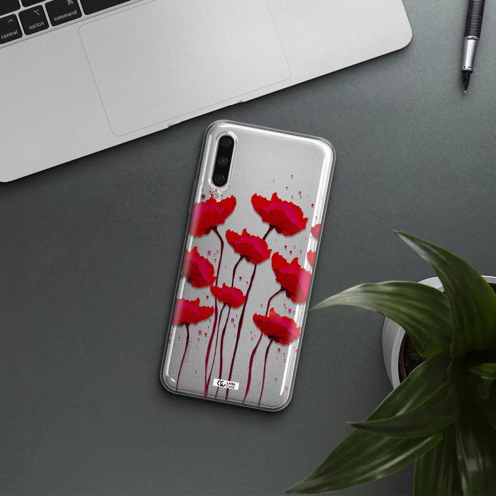 Red Fashion Flower Huawei Y9S Clear Tpu Case