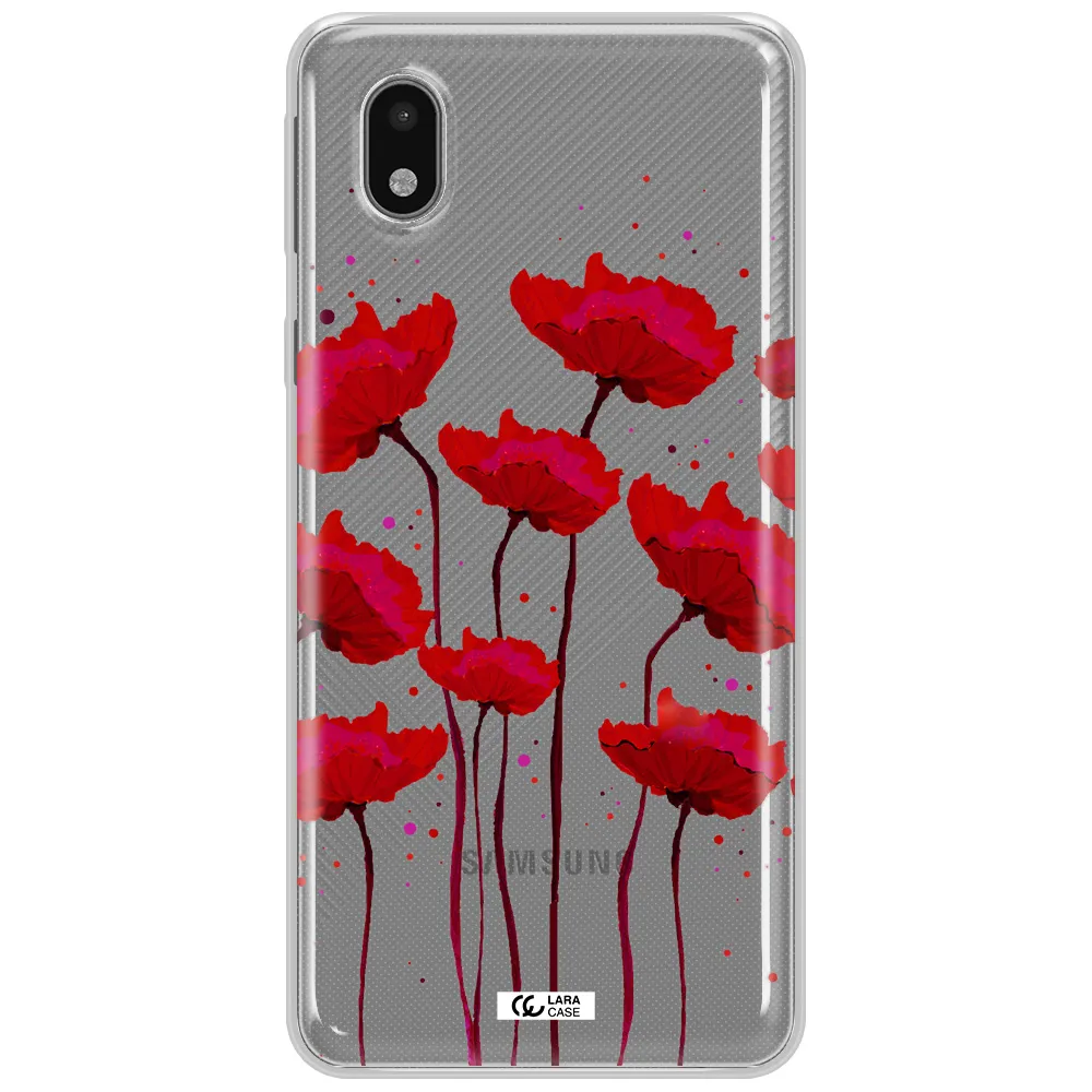 Red Fashion Flower Samsung A01 Core Clear Tpu Case