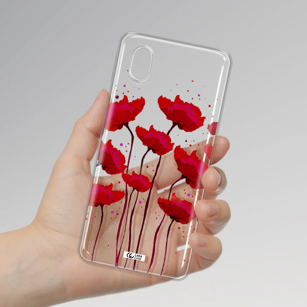 Red Fashion Flower Samsung A01 Core Clear Tpu Case