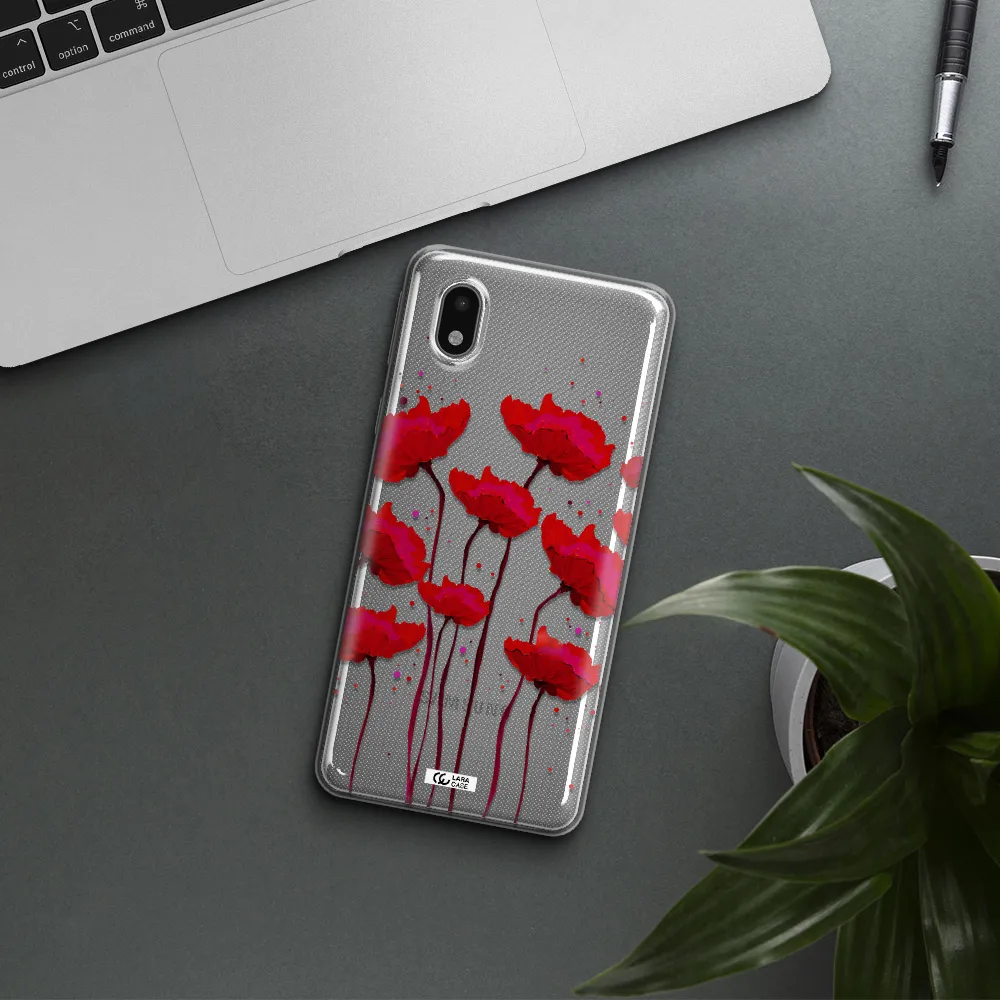 Red Fashion Flower Samsung A01 Core Clear Tpu Case
