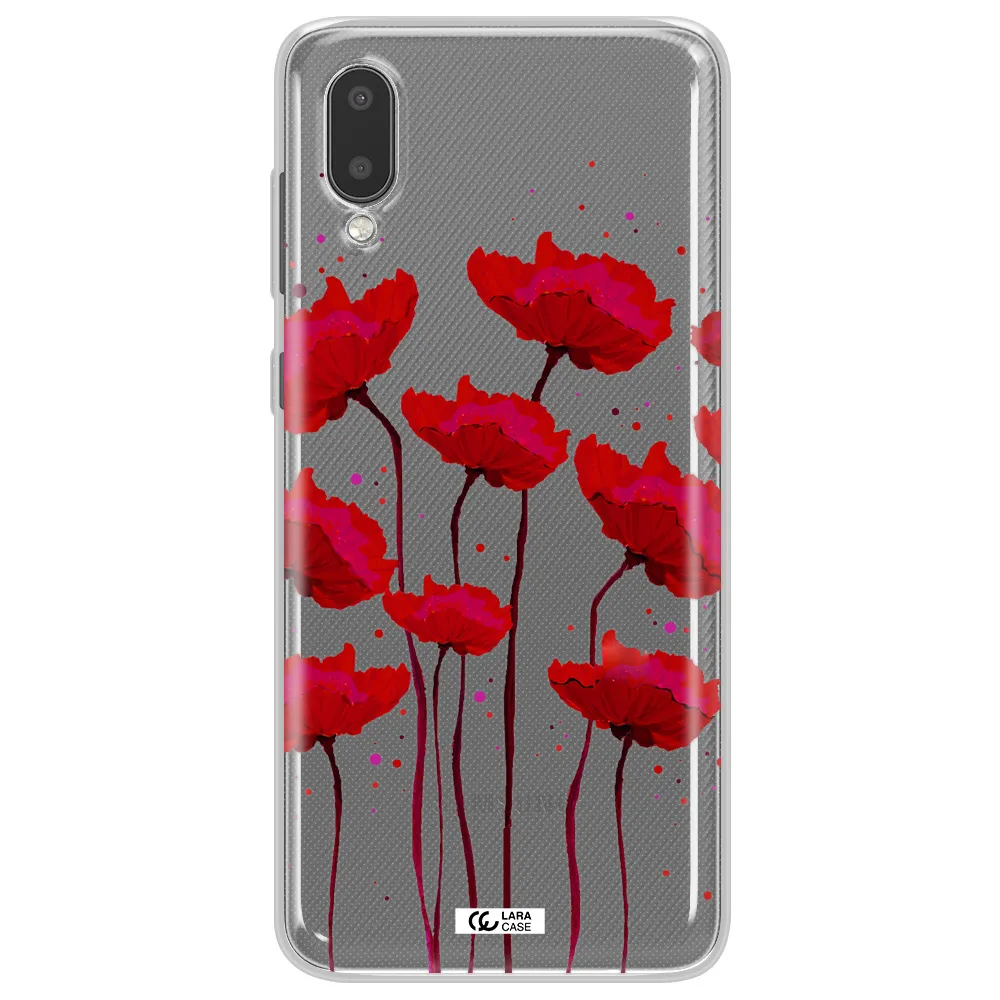 Red Fashion Flower Samsung A02 Clear TPU Case