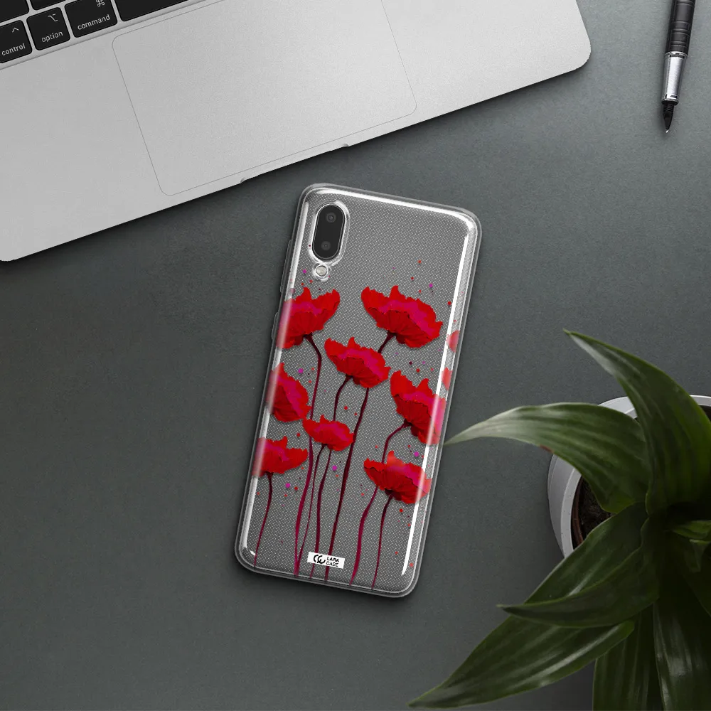 Red Fashion Flower Samsung A02 Clear TPU Case