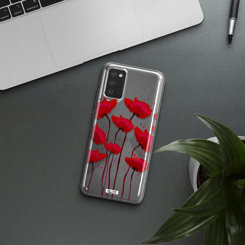 Red Fashion Flower Samsung A02S Clear TPU Case