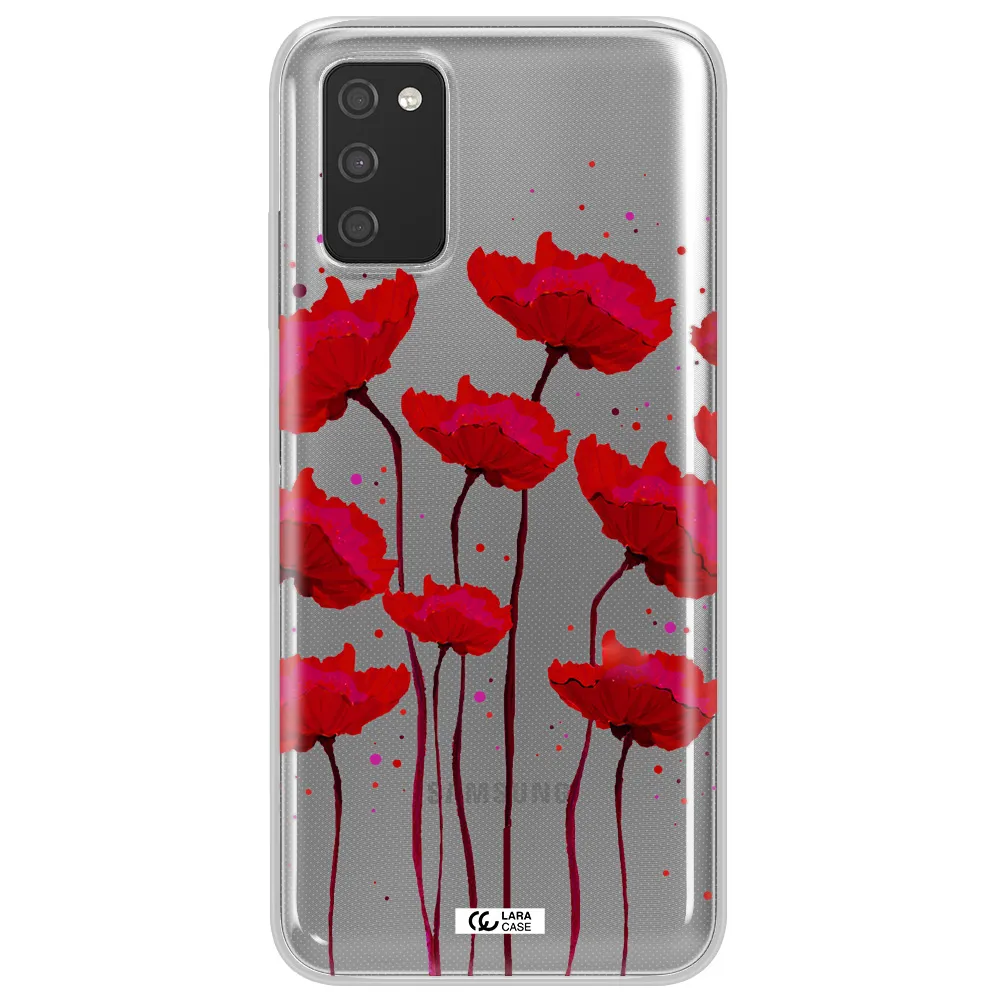 Red Fashion Flower Samsung A03S Clear TPU Case