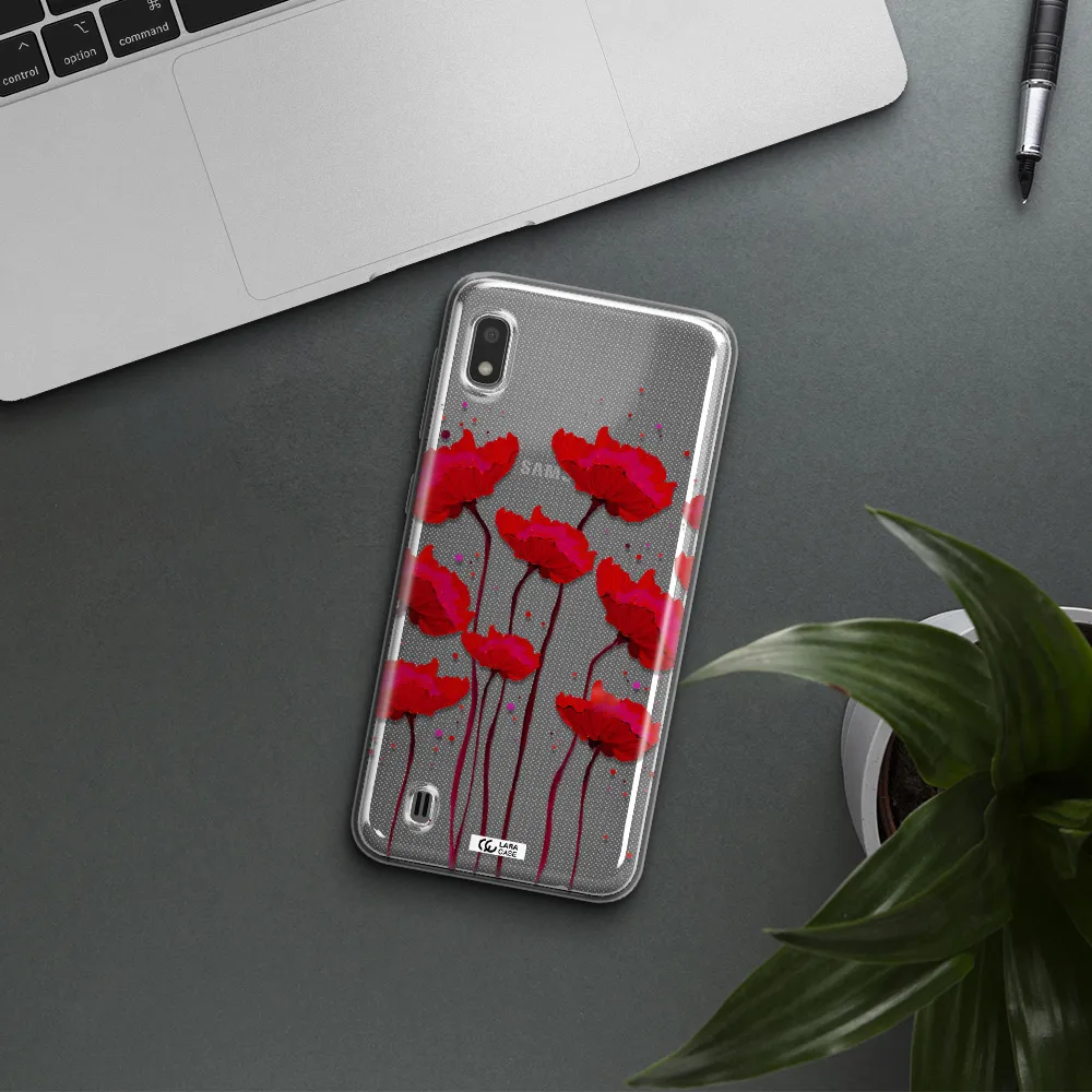 Red Fashion Flower Samsung A10 Clear TPU Case