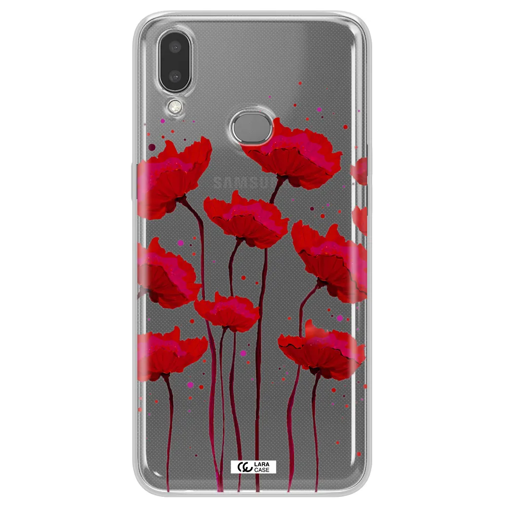 Red Fashion Flower Samsung A10S Clear TPU Case
