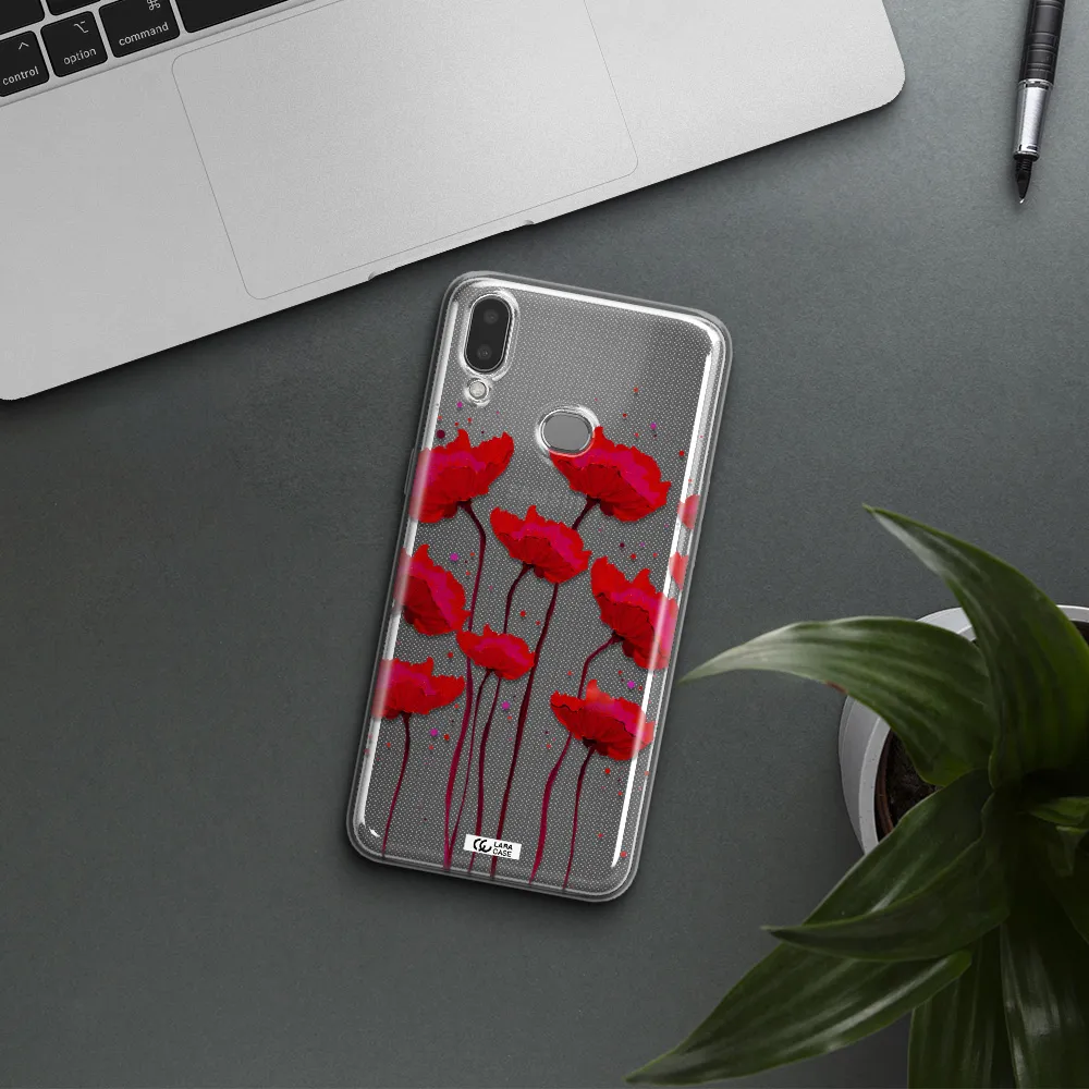 Red Fashion Flower Samsung A10S Clear TPU Case